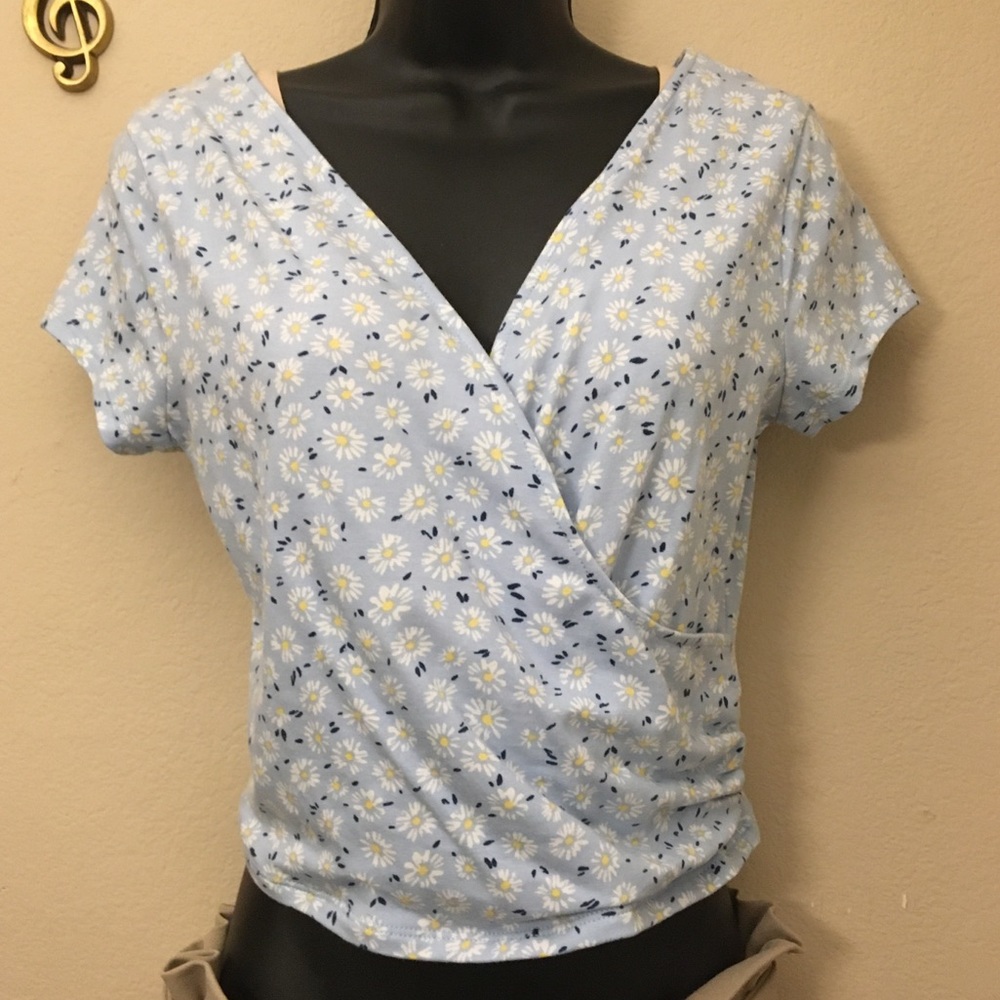 NWOT Blue daisy v-neck